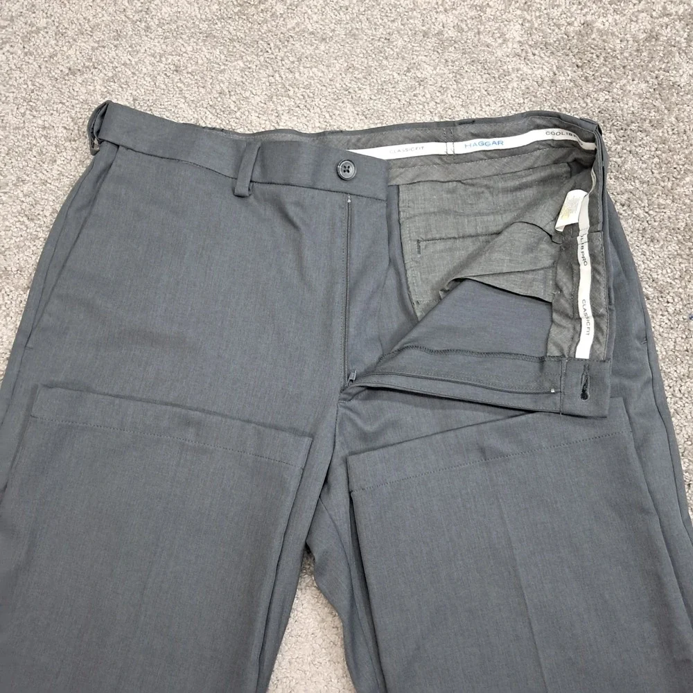 Haggar Mens Cool 18 Pro Classic Fit Gray Dress Pants 36x29 7895